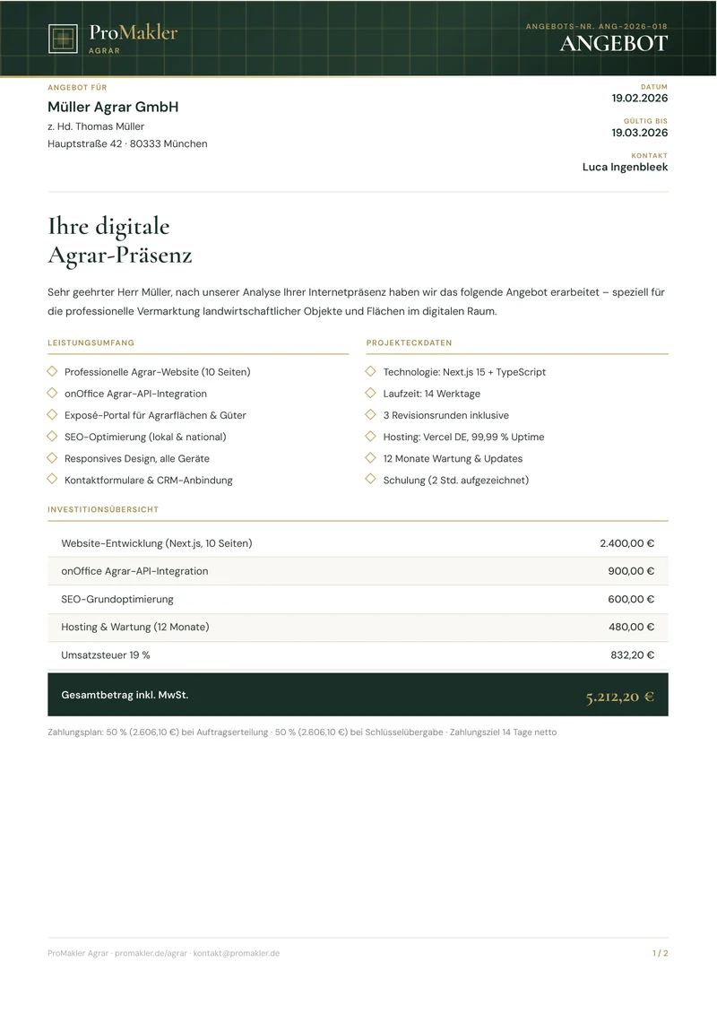 Detailliertes Angebot – Seite 1